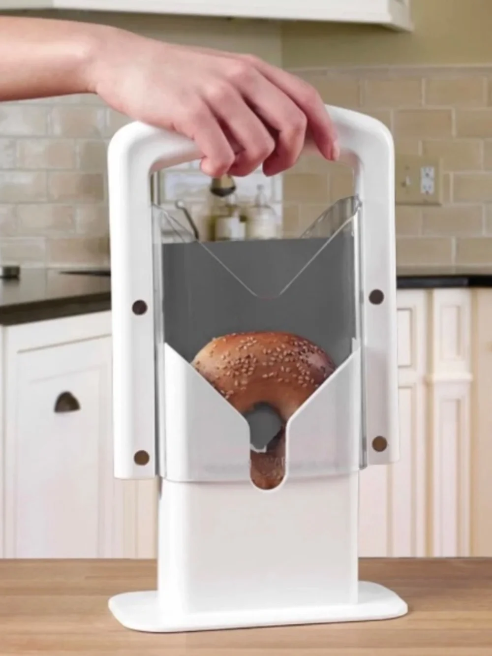 The Original Bagel Guillotine Slicer 9.25-Inch White